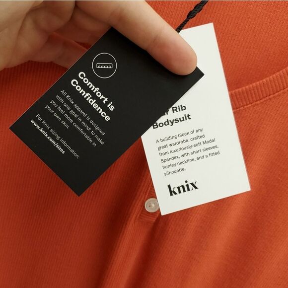 NWT KNIX Modal Pumpkin Rust Orange Ribbed Short Sleeve Bodysuit - Picture 6 of 14